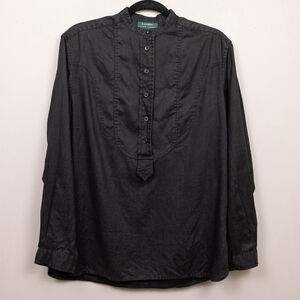 Lauren Ralph Lauren black linen long sleeve tunic top-6